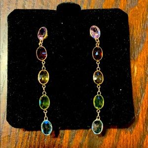 Fine Semi-Precious Multistone Oval Bez Earrings